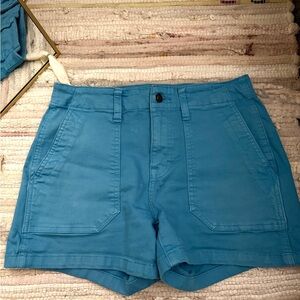 High Waist Blue Women's Shorts